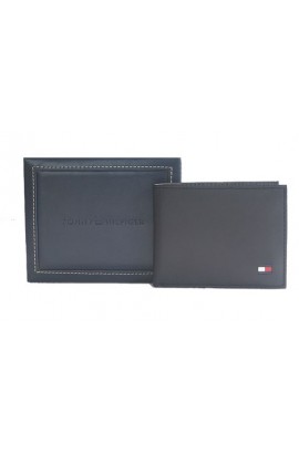 Tommy Hilfiger Men's Leather Cambridge Passcase Wallet with Removable Card Holder- Black